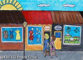 Illustrations: Downtown window shopping